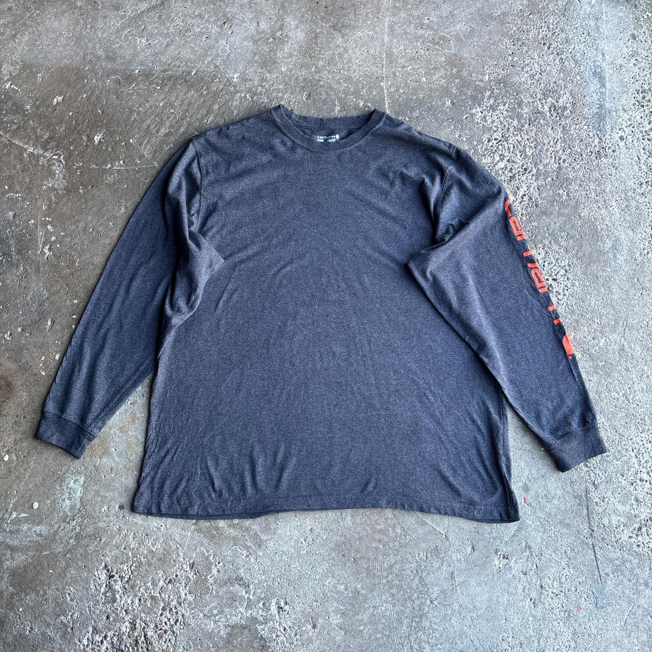 Grey Long Sleeve Carhartt Text Graphic T-Shirt - 2XL