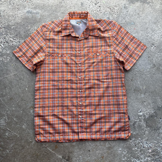Orange chequered Big Bear short-sleeved shirt