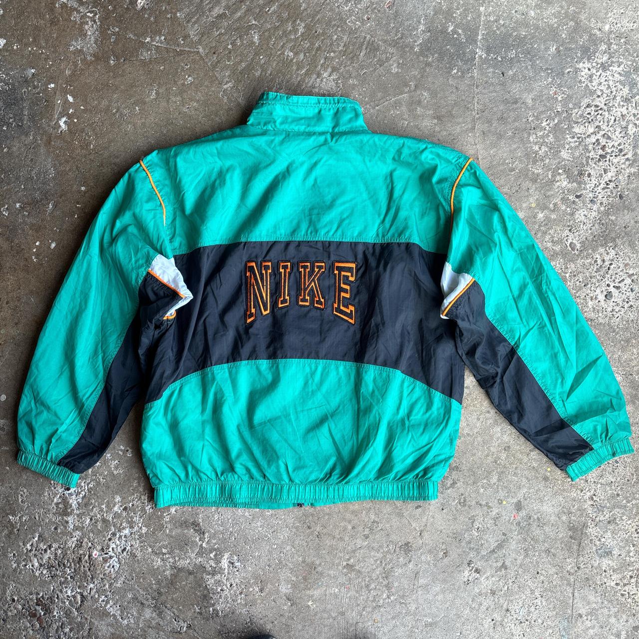 90s Nike track jacket with spell out logo - green and navy