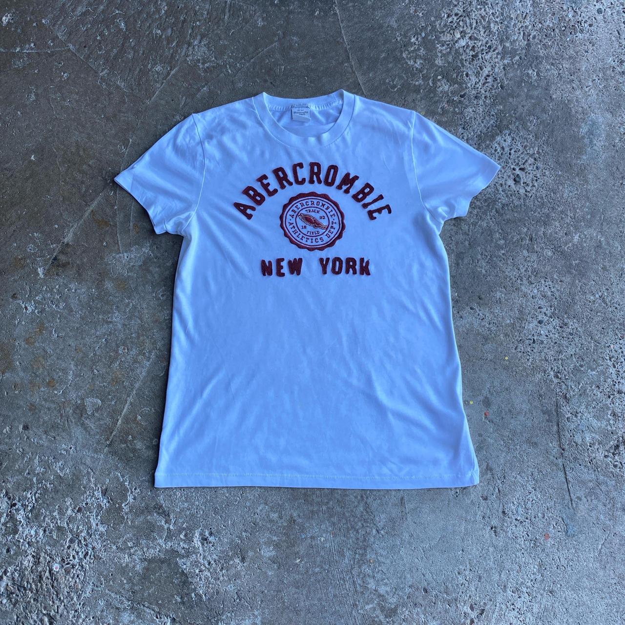 White Abercrombie & Fitch Embroidered T-Shirt - S