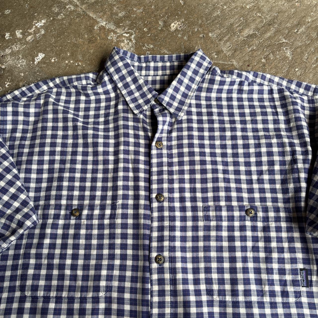 Purple and white chequered Patagonia shirt