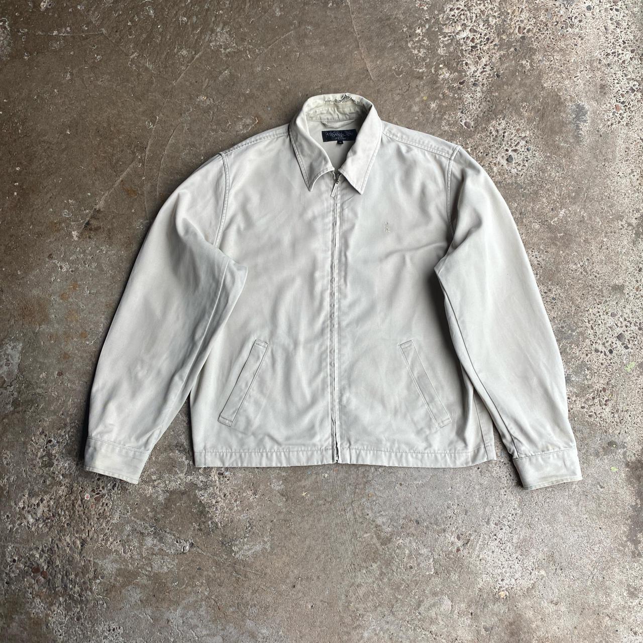 Cream Yves Saint Laurent (YSL) Zip Up Harrington Jacket - M