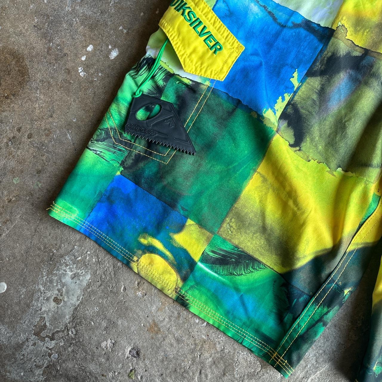 00s Quiksilver green and yellow board shorts