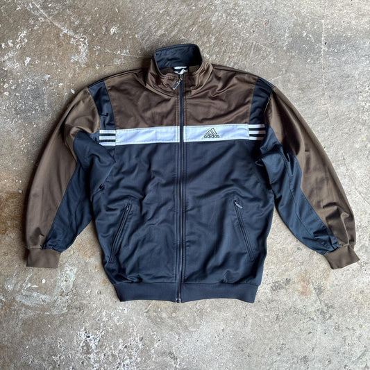 90s Adidas Track Jacket in brown, navy and white