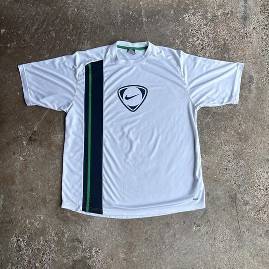 White & Navy Retro Nike T90 Football Shirt - XL