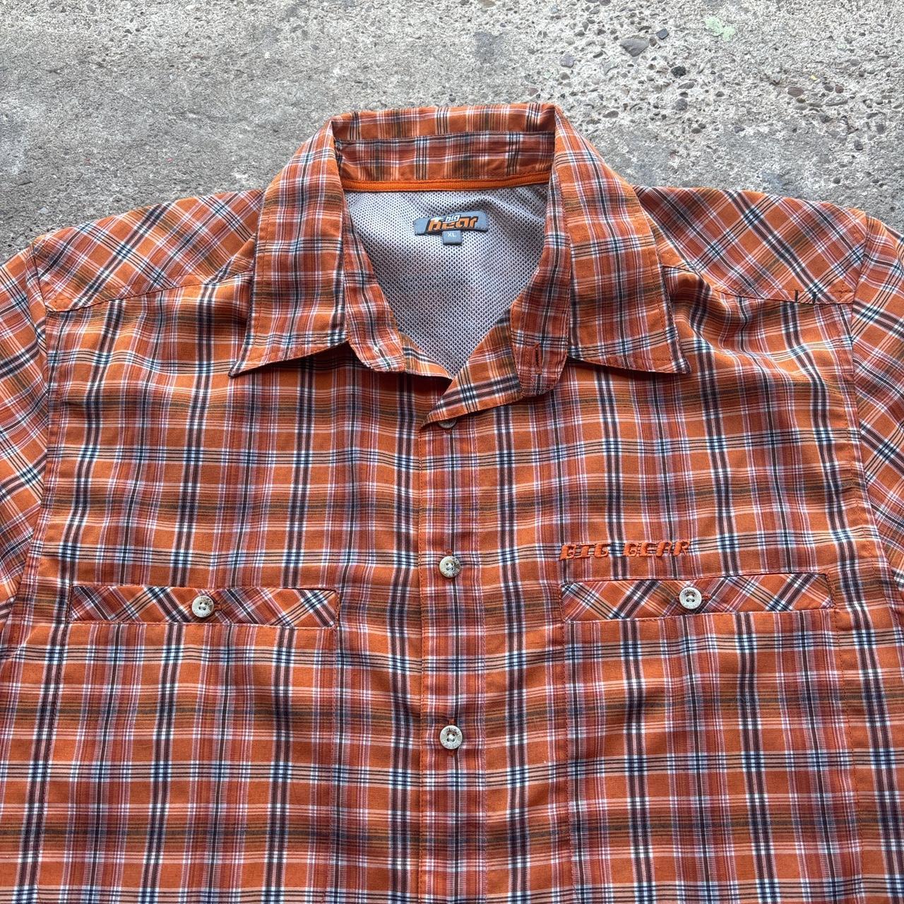 Orange chequered Big Bear short-sleeved shirt