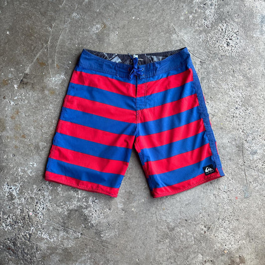 Blue & Red Striped Quiksilver Board Shorts