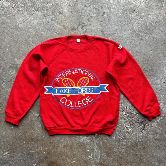 90s red sweatshirt with tennis print