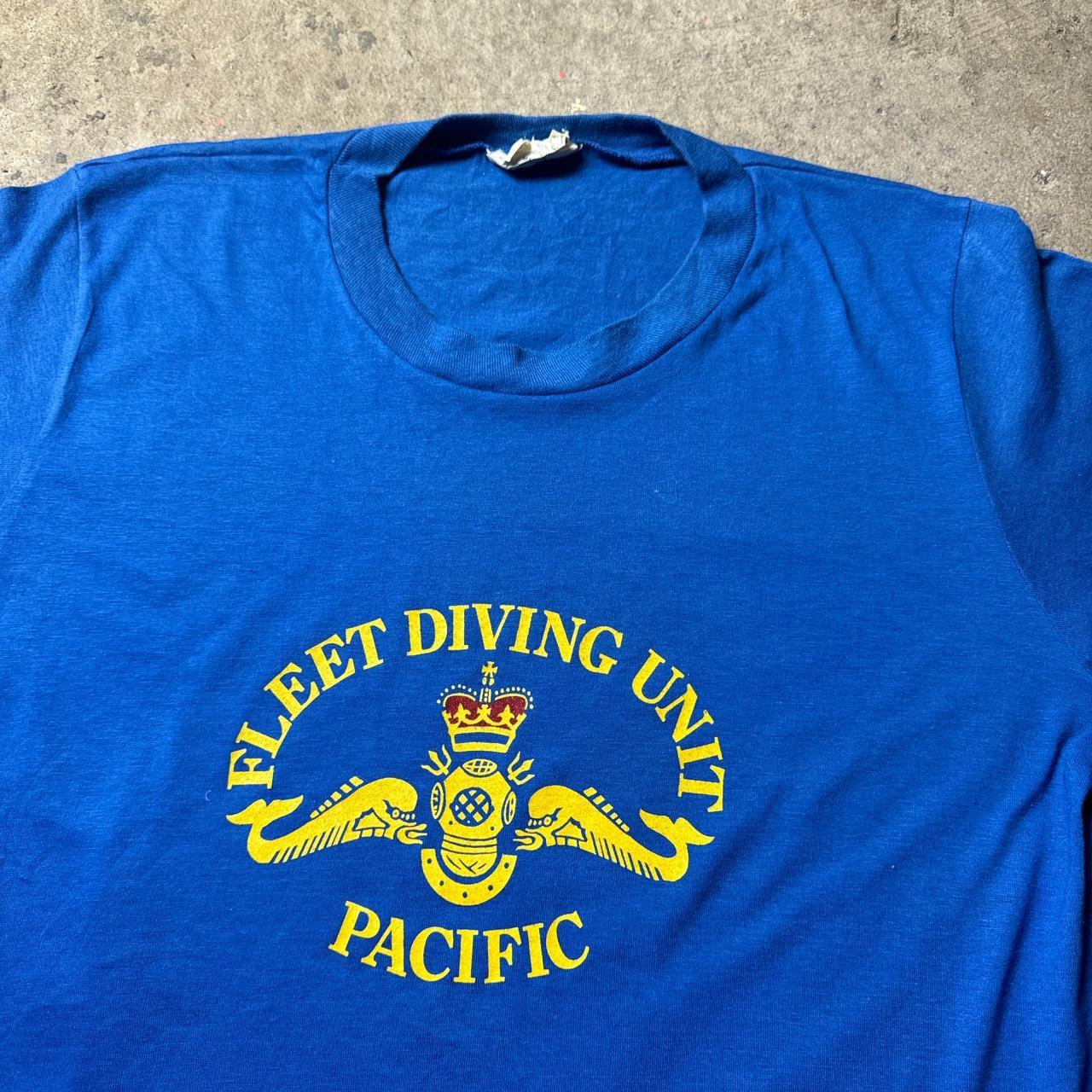 90s Blue graphic tee with ‘Fleet diving’ print