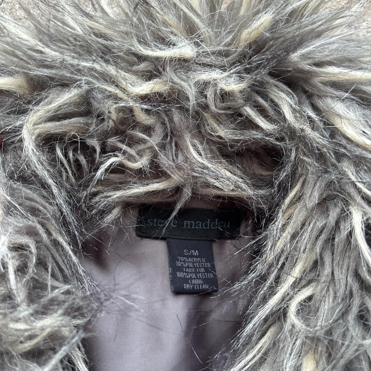 Steve Madden Grey Faux Fur Waistcoat Sleeveless - S/M
