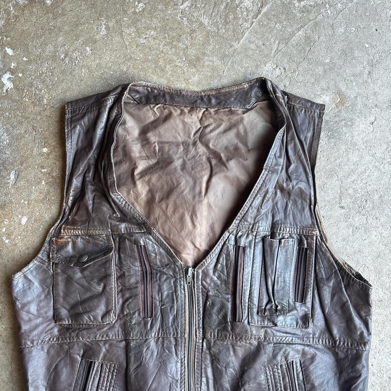 Brown Leather Vest Jacket