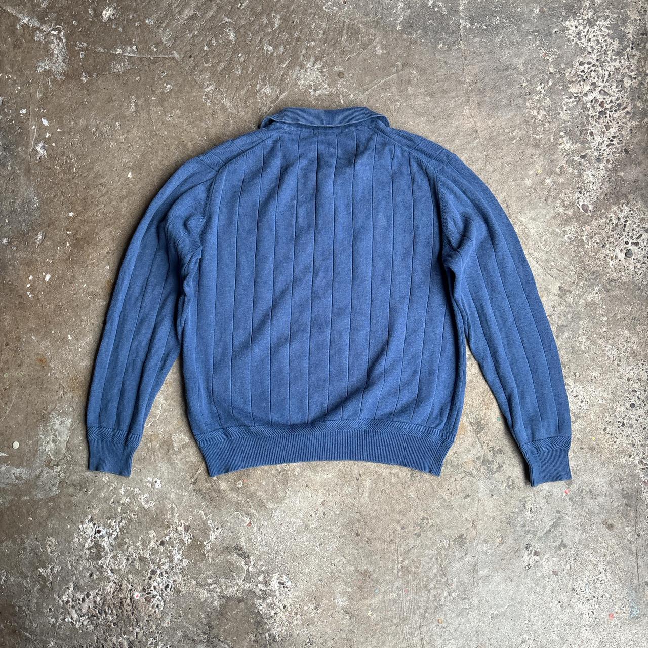 Blue Nautica Knit Long-Sleeve Polo Shirt - S