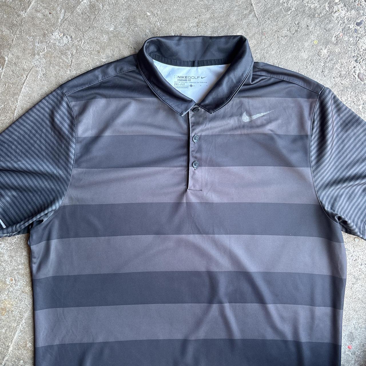 Black/Grey Nike Golf Striped Polo Shirt