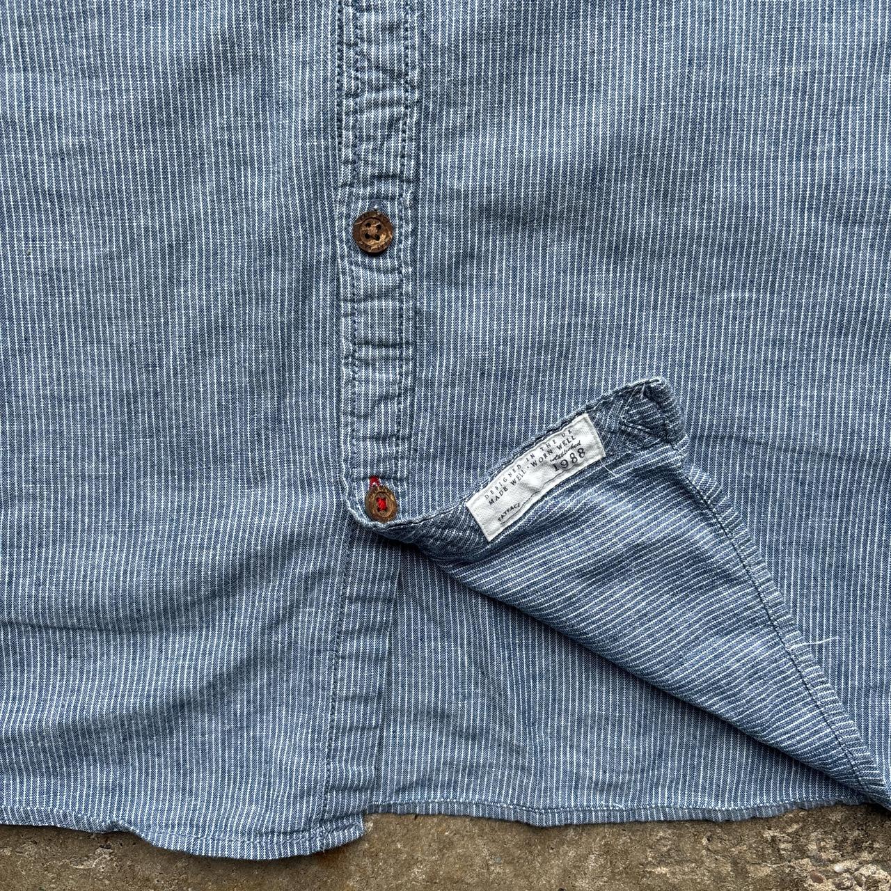 Blue and white striped Fat Face linen shirt