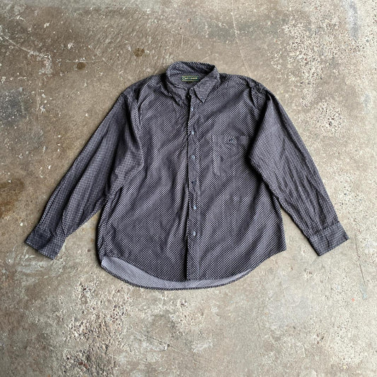 Black & Grey Checkered Long Sleeve Button Up Shirt - L