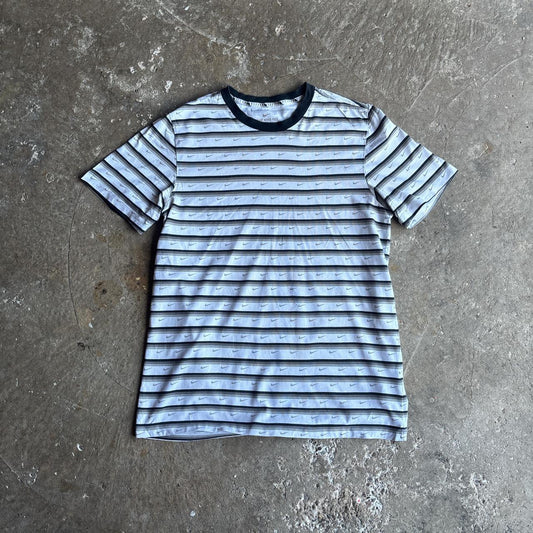 White & Grey Nike Logo Stripe T-Shirt