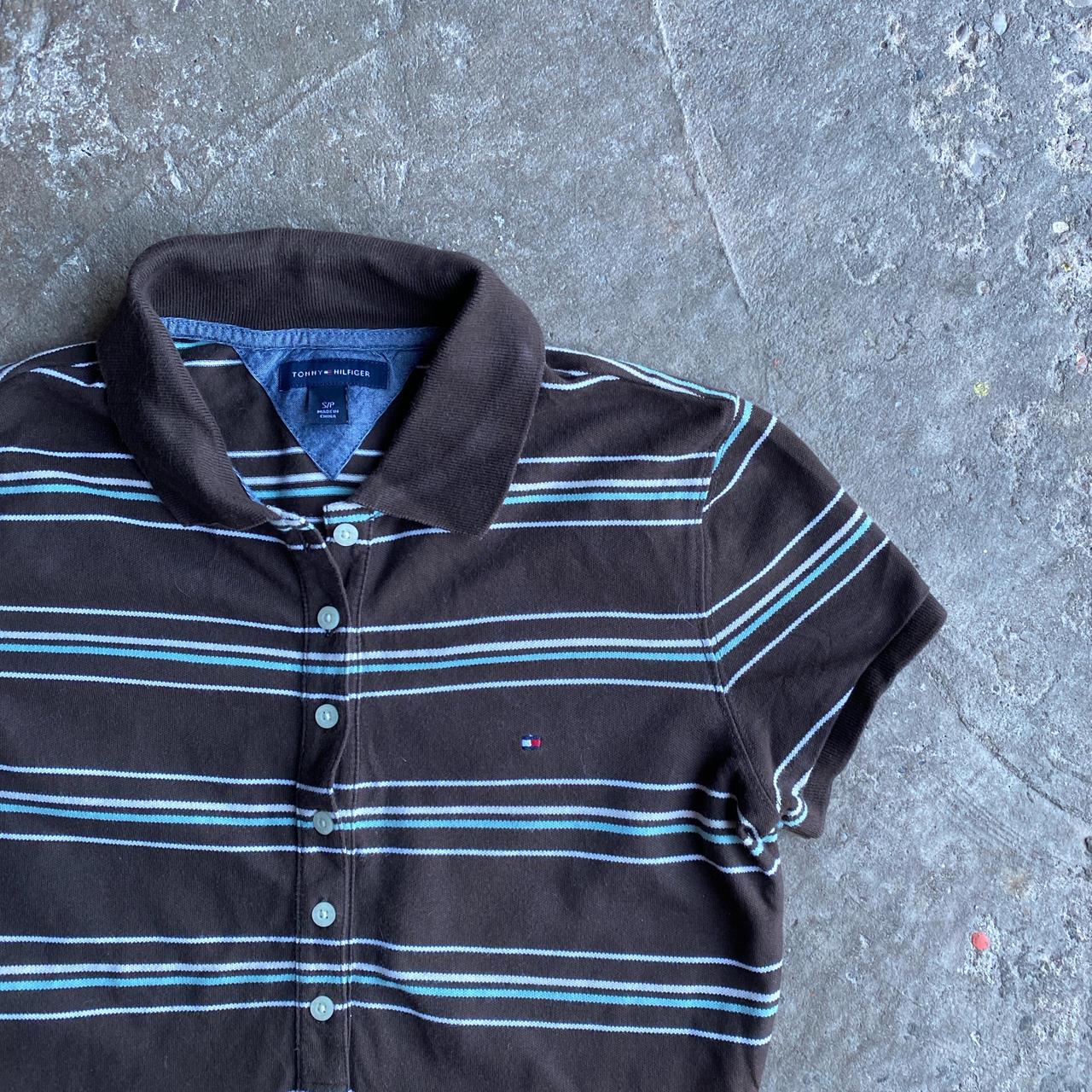 Brown Tommy Hilfiger Striped Polo Shirt - S