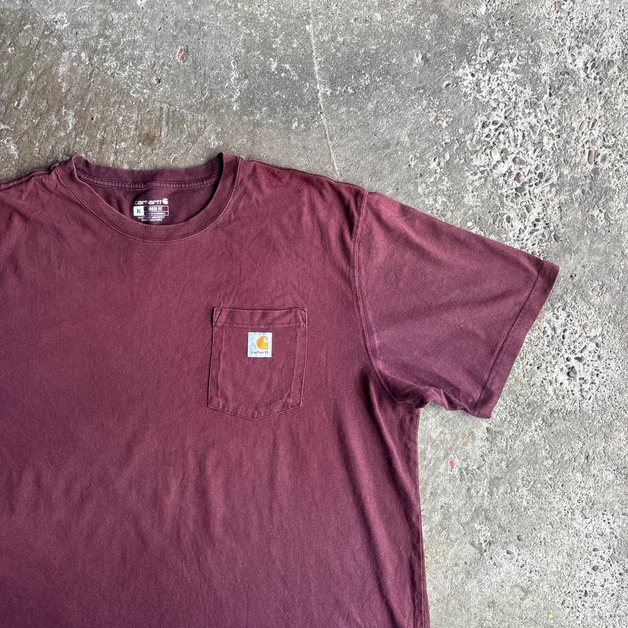 Burgundy Carhartt Single Pocket T-Shirt - XL