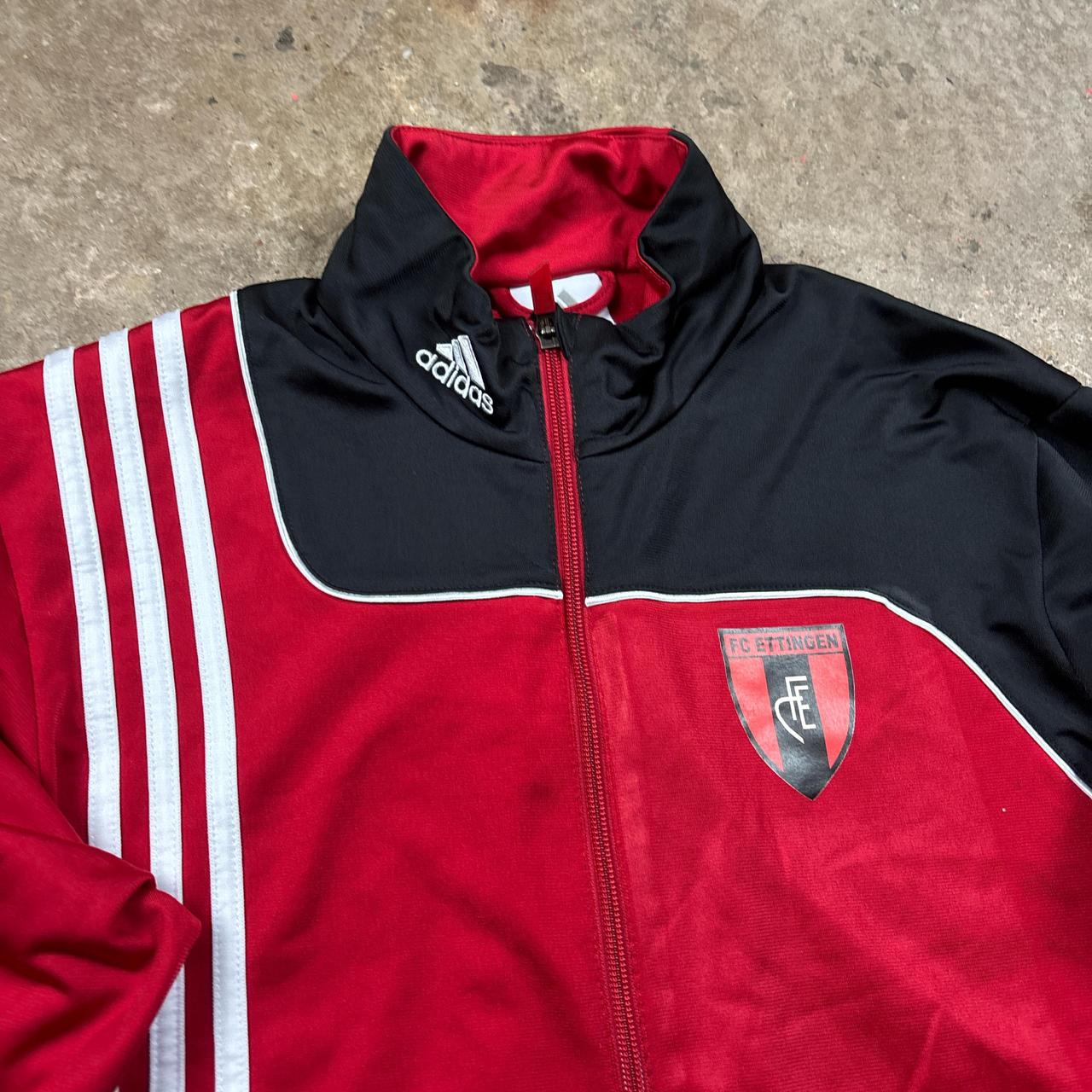 00s Red and Black Adidas FC Ettigen track jacket