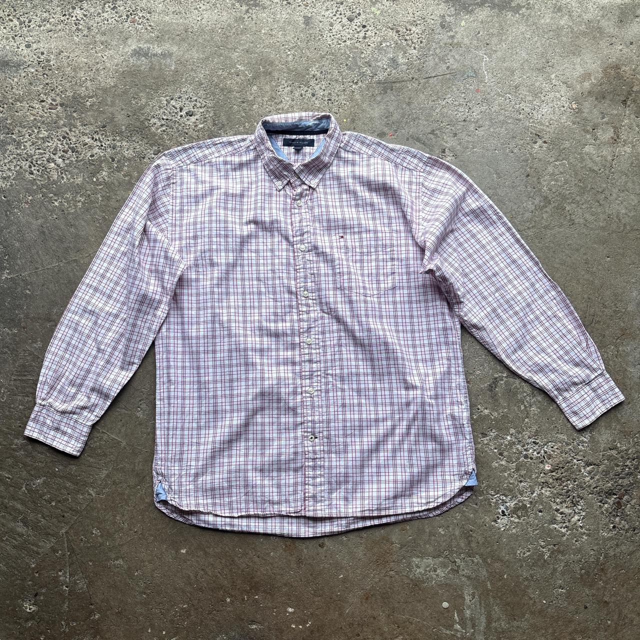 Red and white Chequered Tommy Hilfiger shirt - XL