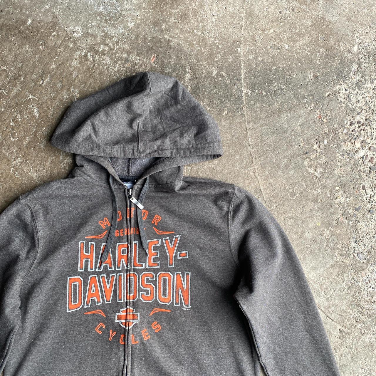 Grey Harley Davidson Graphic Full Zip Hoodie - L