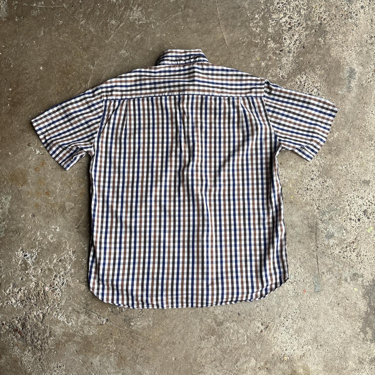 Blue/Brown/White Plaid Paul & Shark Short Sleeve Shirt - L