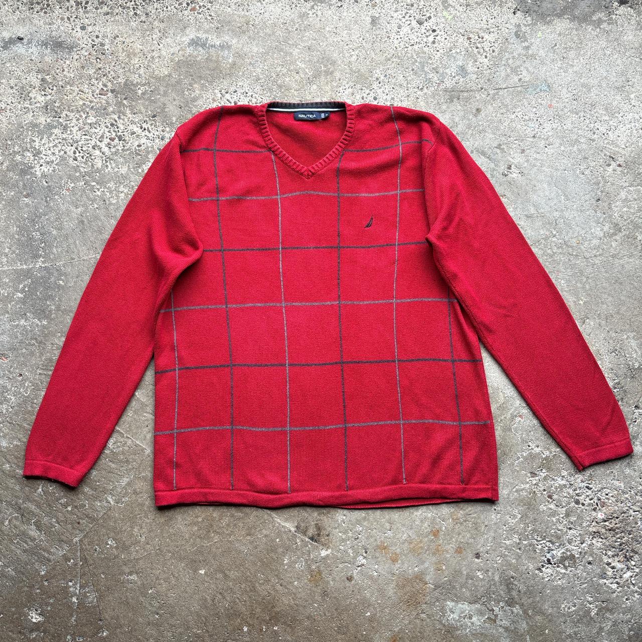 Y2K Red Chequered knitted sweater - XL
