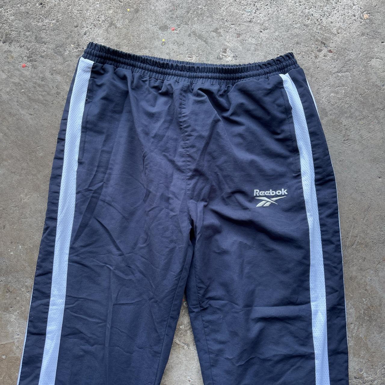 Vintage Navy Reebok tracksuit bottoms with embroidered logo