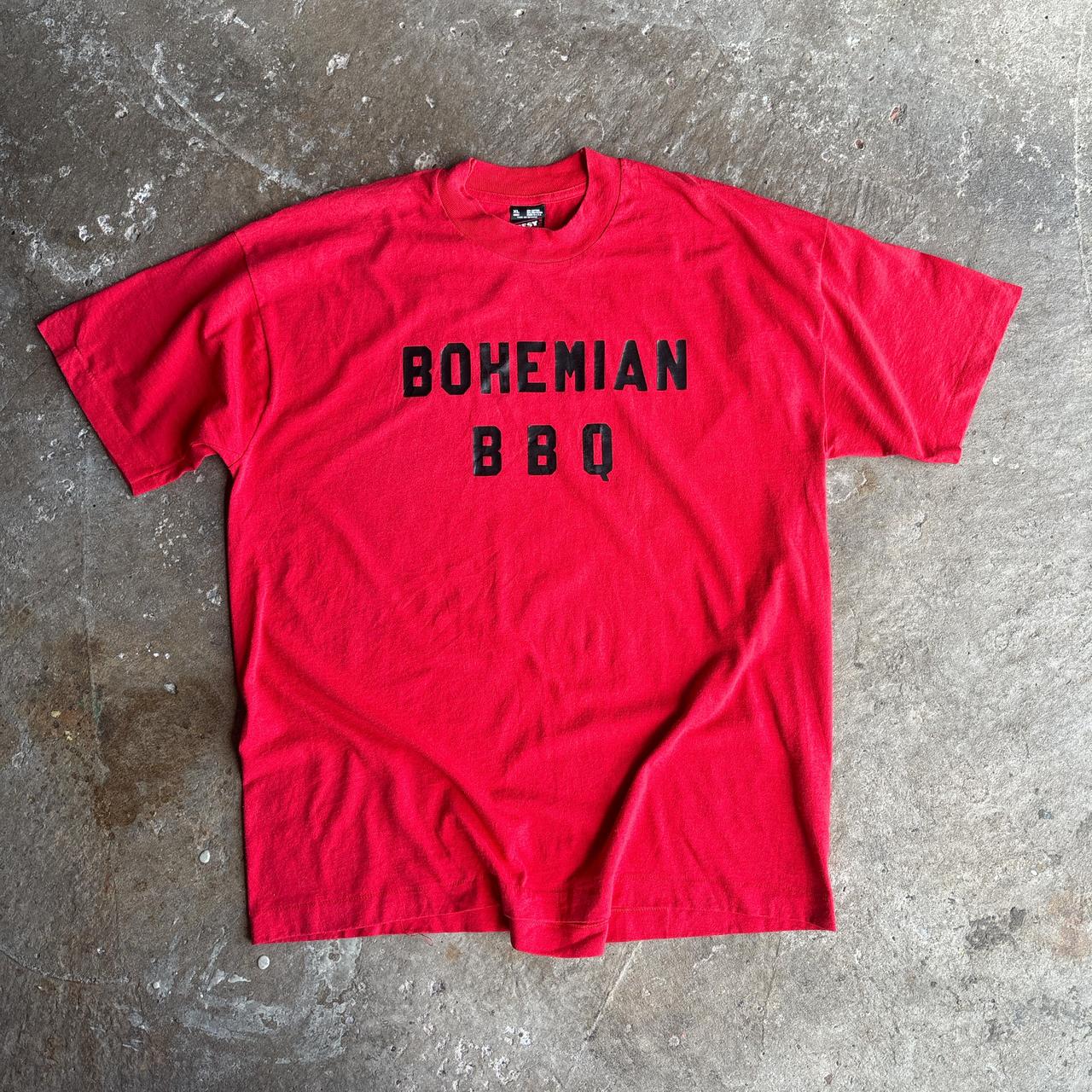 Red ‘Bohemian BBQ’ single stitch tee