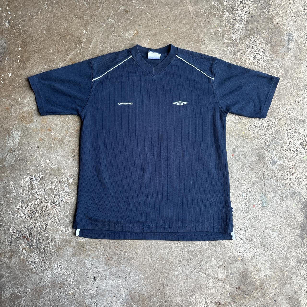 Navy Umbro Waffle V-Neck T-Shirt - XL