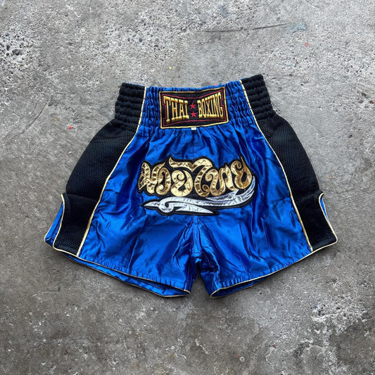 Black and blue Muay Thai boxing shorts - M