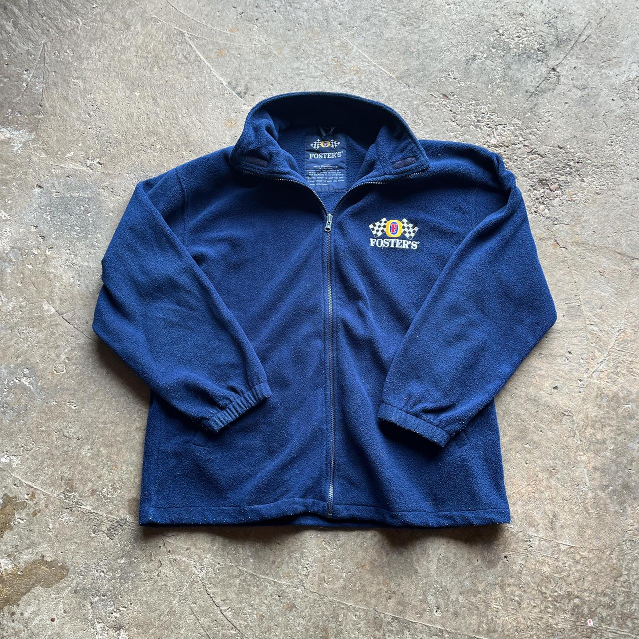 Vintage Fosters Full Zip Fleece in Navy