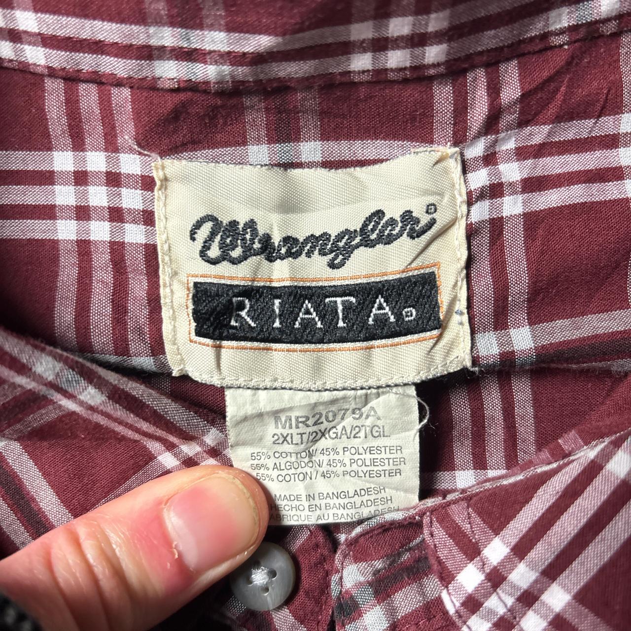 Burgundy Wrangler Plaid Long Sleeve Shirt - 2XL