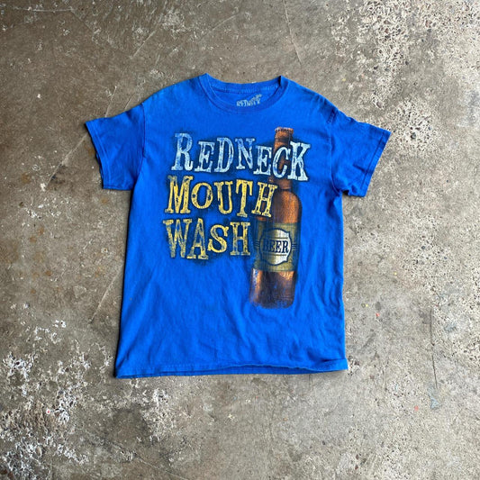 Blue ‘Redneck Mouthwash’ Graphic Beer T-Shirt