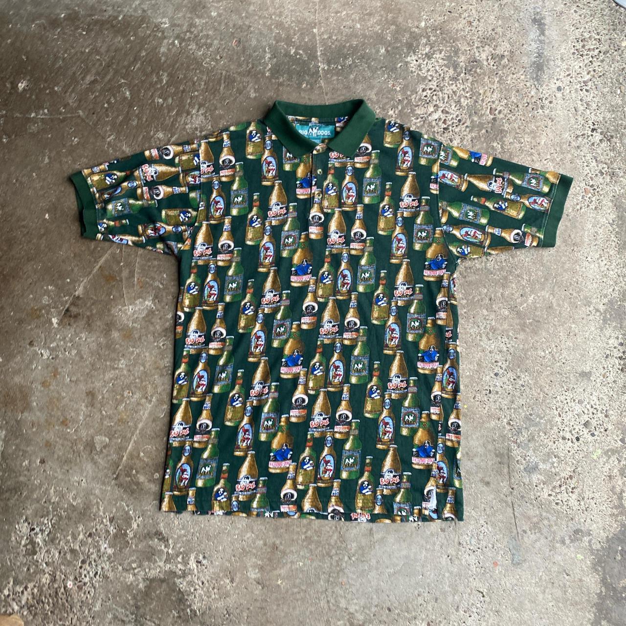 Green Graphic Print Big Dogs Polo Shirt - L