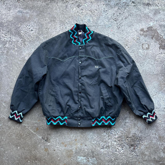 Val’s Black workwear jacket with Aztec and western detailing