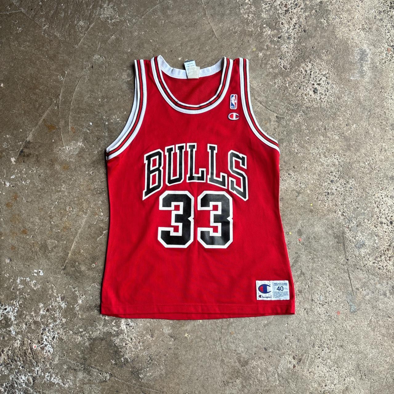 Vintage 90s Champion Chicago Bulls Scottie Pippen Red Basketball Jersey