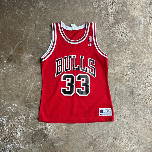 Vintage 90s Champion Chicago Bulls Scottie Pippen Red Basketball Jersey