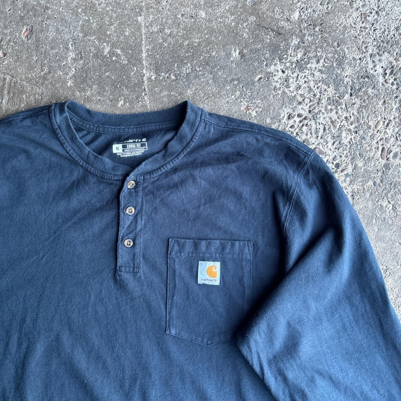 Navy Carhartt Button Up Long-Sleeve T-Shirt - XL