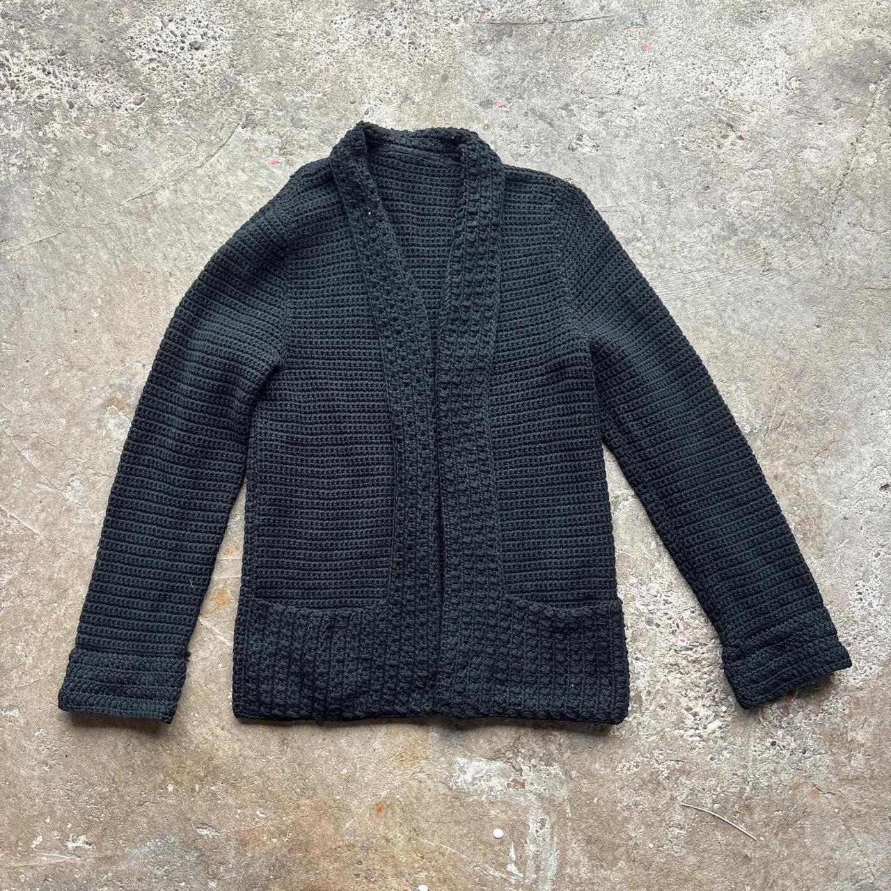 Black hand knitted wool cardigan