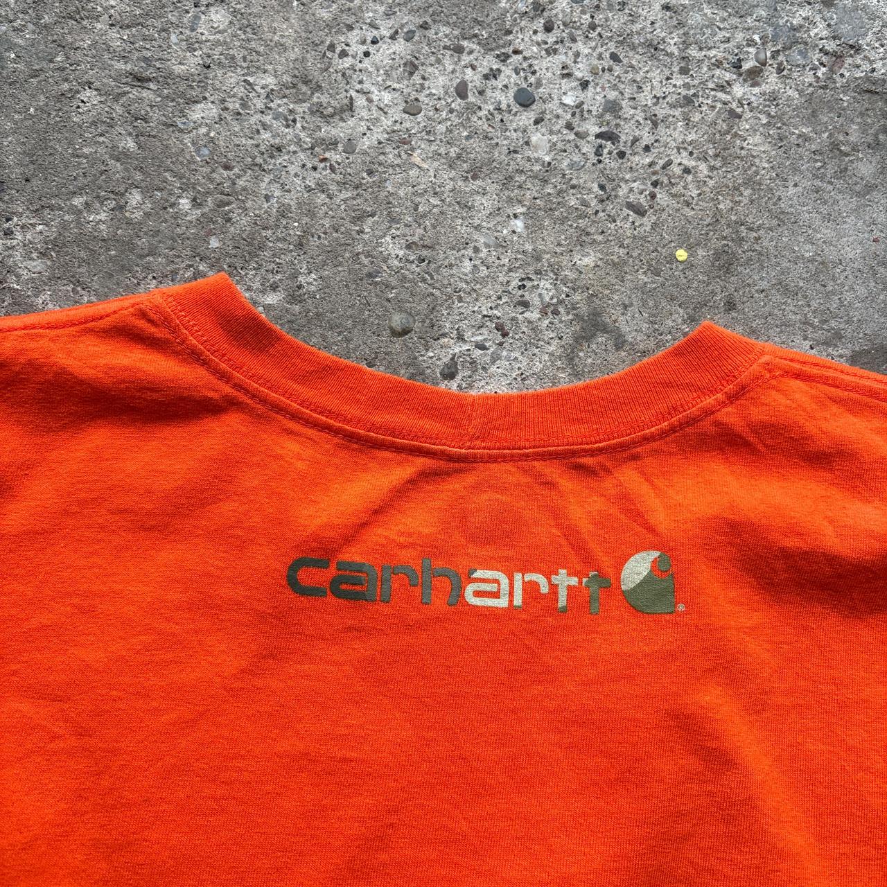Orange Carhartt t-shirt with camo spell out logo - XL