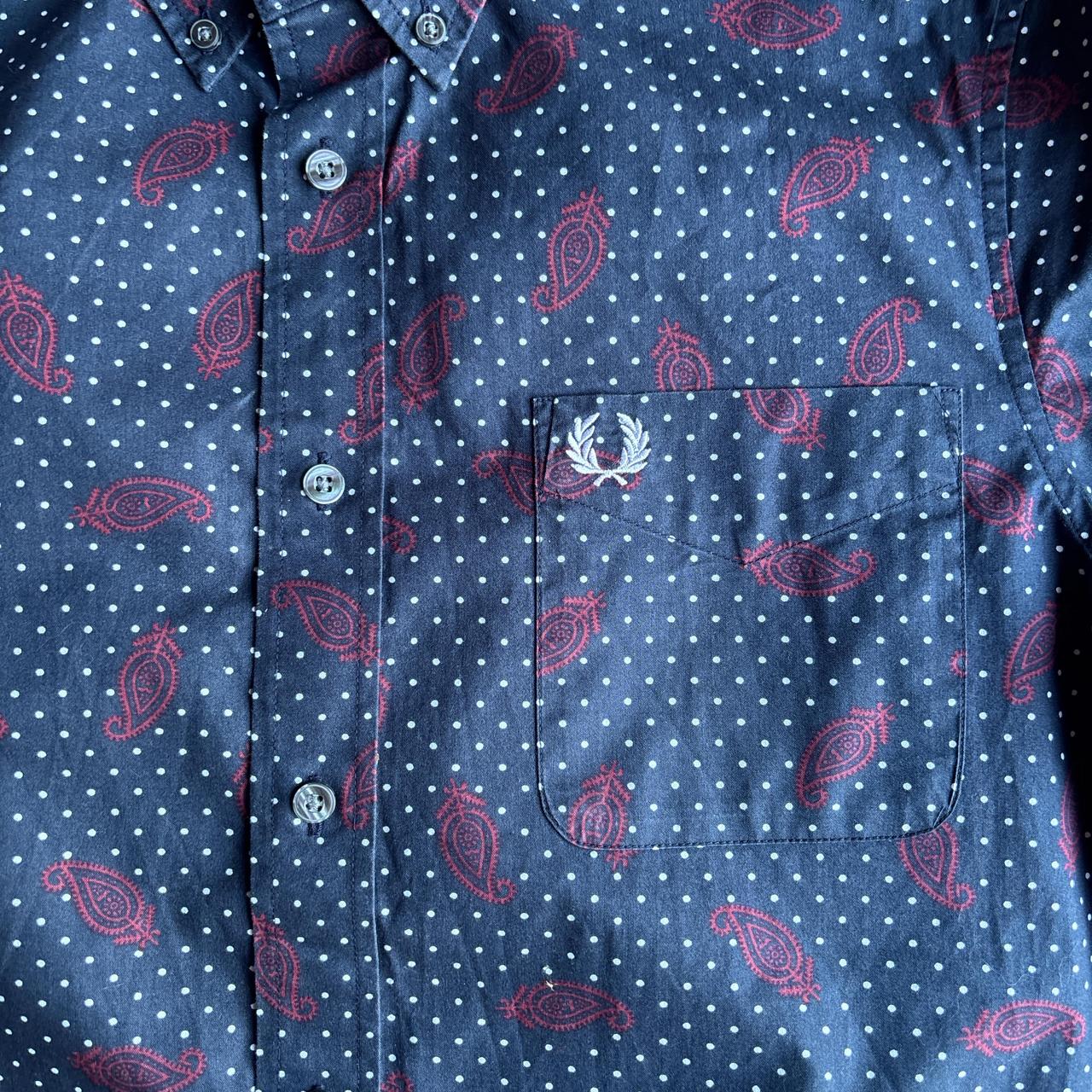 Navy Paisley Fred Perry x Drakes Long Sleeve Shirt