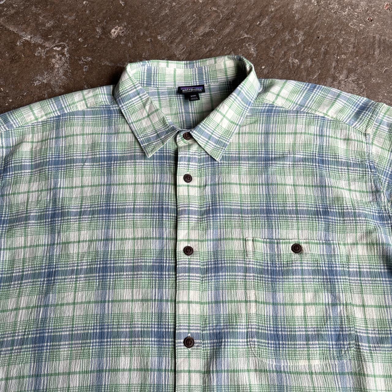Green, white and blue Patagonia chequered shirt
