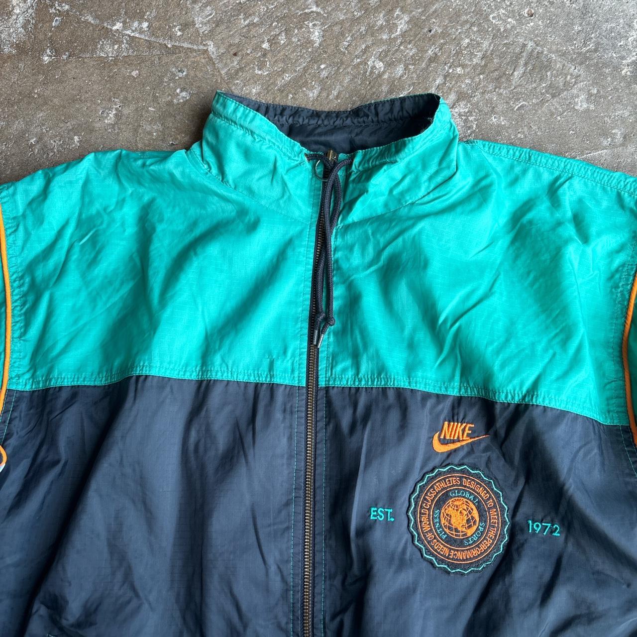 90s Nike track jacket with spell out logo - green and navy