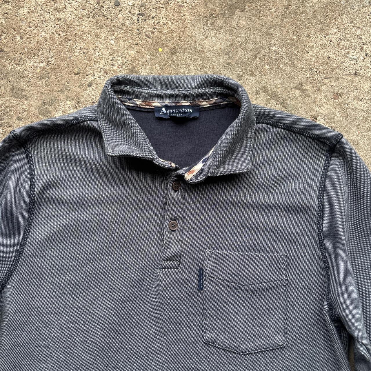Grey Aquascutum long sleeve polo shirt