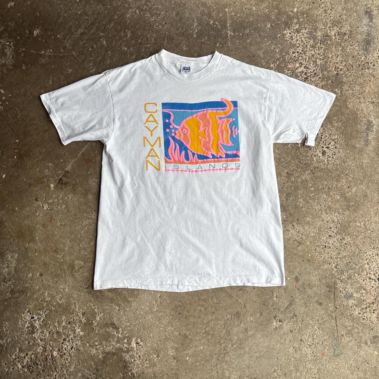 White Single Stitch Graphic Cayman Islands T-Shirt - XL