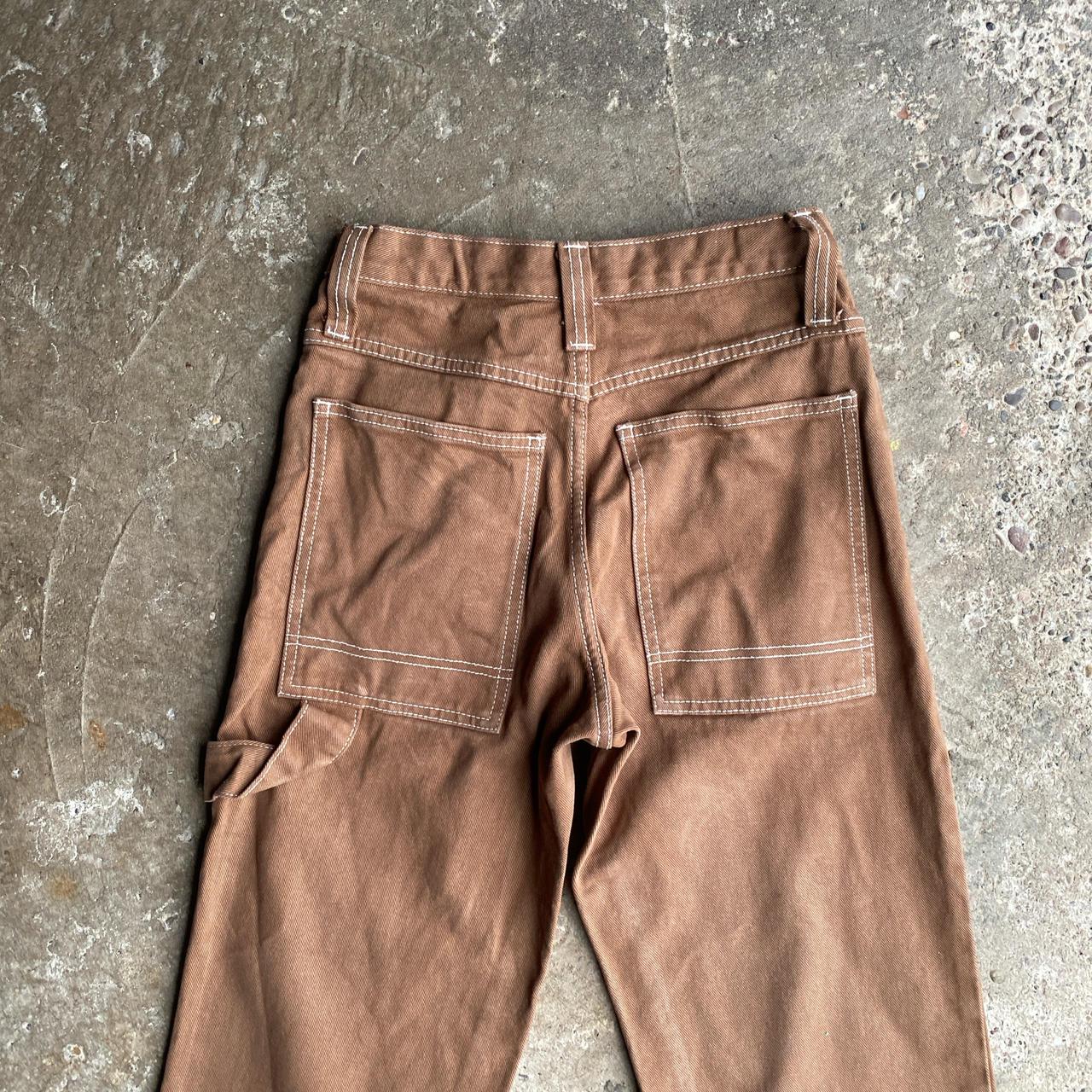 Brown Carpenter Trousers w/ Contrast Stitching - W26