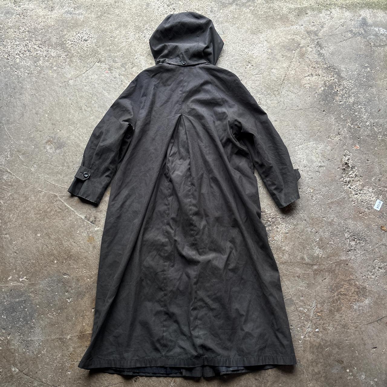 Black London Fog trench coat with removable hood