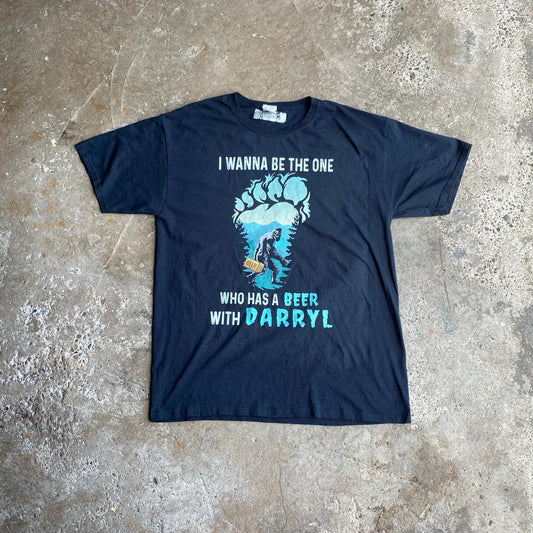 Funny Black Graphic Bigfoot T-Shirt - L