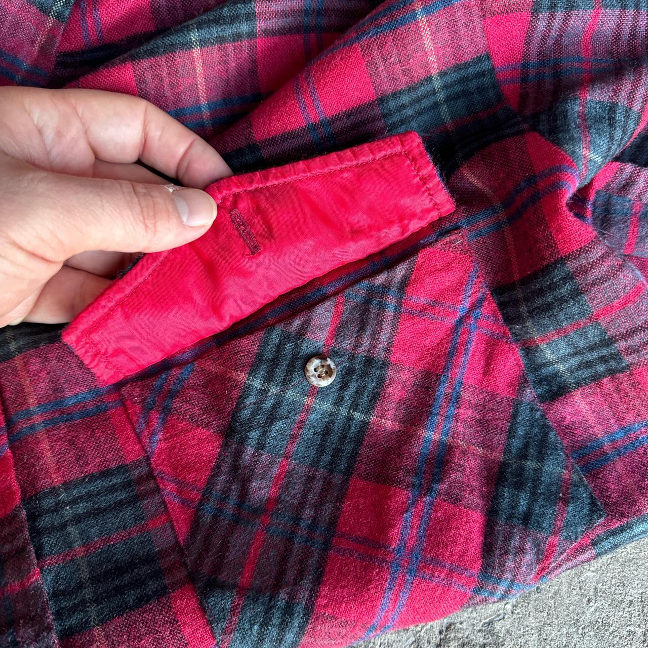Red and black Van Heusen plaid flannel shirt